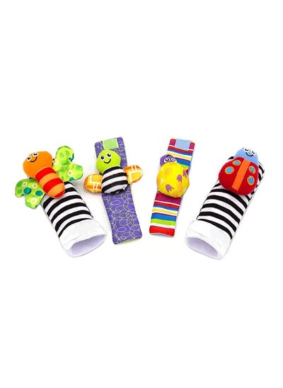 Buy Pack Of 4 Baby Rattles Toys Wrist And Socks, 0-3-6-12 Months in UAE