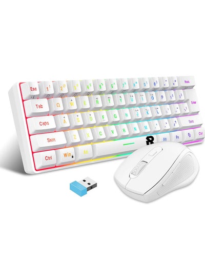 Buy 2.4G Wireless Gaming Keyboard and Mouse Combo, Include Small 60% Merchanical Feel Keyboard, Ergonomic Design Mini Wireless Mouse in UAE