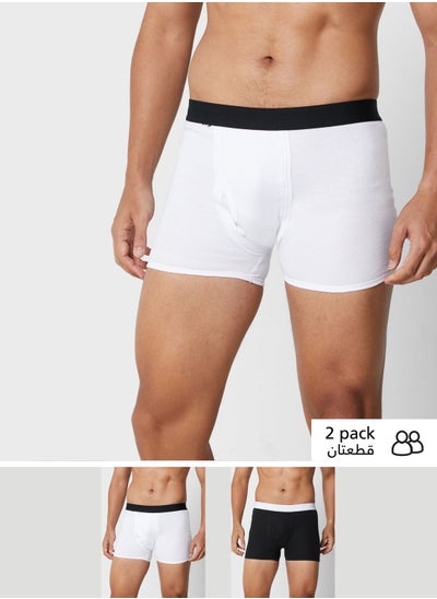 Buy 2 Pack Contrast Band Trunks With Antibacterial Finish in UAE