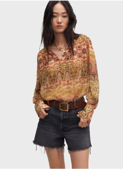 Buy Printed Drawstring Top in UAE