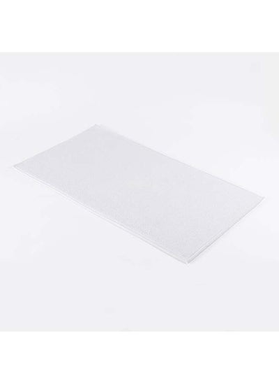 Buy Turkish Plain Bath Mat, White - 50x86 cm in UAE