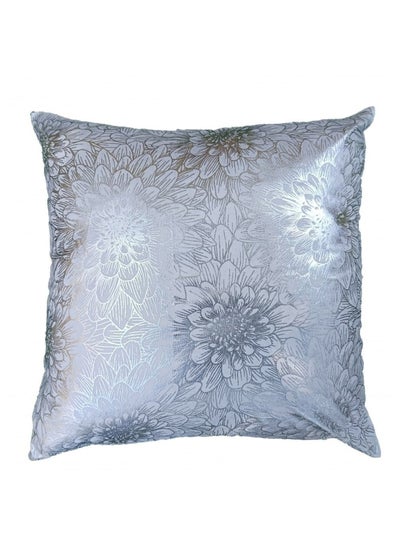 اشتري Majestic Flower Foil Printed Filled Cushion 45x45 Cm Silver في الامارات