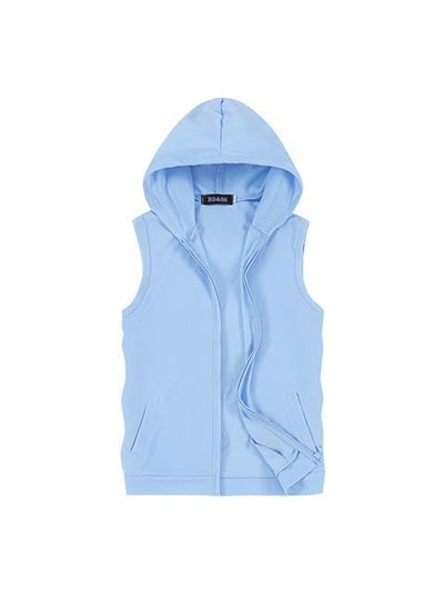 Buy Sleeveless Hooded Sports Vest Men Spring Autumn CasualSky Blue Sky Blue in Saudi Arabia