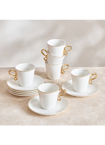 Buy Dev 12-Piece Espresso Cup and Saucer Set 90 ml in UAE