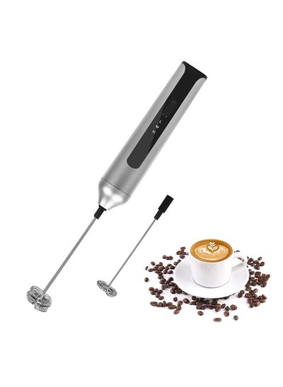 Buy USB Rechargeable 1500mAh 3 Speed Adjustable Handheld Electric Mini Coffee Maker (Silver) in UAE