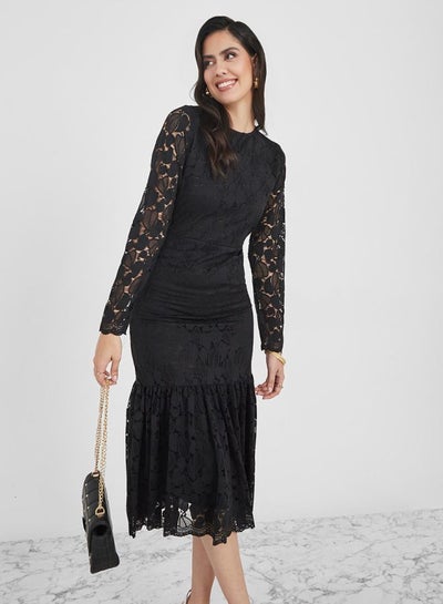 Buy Lace Insert Sheath Midi Dress in Saudi Arabia