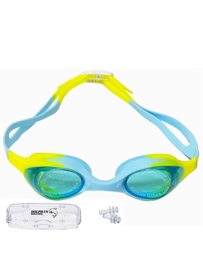 Buy G-168 Anti-Fog Kids Swim Goggles With Box & Ear Plugs, Yellow/Light Blue in Egypt