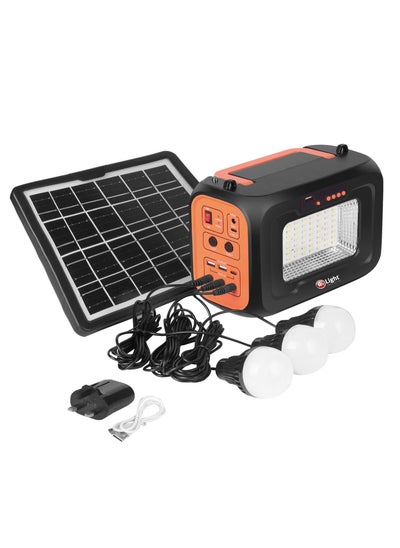 Buy Portable Power Station 3 Flashlight Modes 56PCS And 4PCS LED With Bluetooth Speaker And FM Radio With 8W Solar Panel And 3 LED Bulbs in UAE