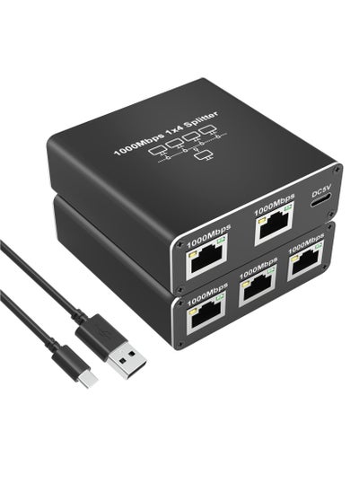 اشتري Ethernet Splitter High Speed, 1000Mbps Ethernet Splitter 1 to 4 (4 Devices Simultaneous Networking) Gigabit Ethernet Splitter RJ45 Splitter with USB Power Cable, LAN Splitter for Cat5/5e/6/7/8 Cable في السعودية