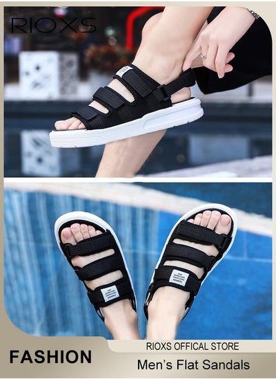 اشتري Men's Casual Open Toe Water Sandal Breathable Non Slip Beach Sandals Sneakers Pool Slide Adjustable Flat Shoes With Back-Strap في السعودية