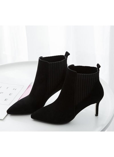 Buy Autumn Winter Pointed-Toe High-Heel Martin Boots for WomenBlack Black in UAE