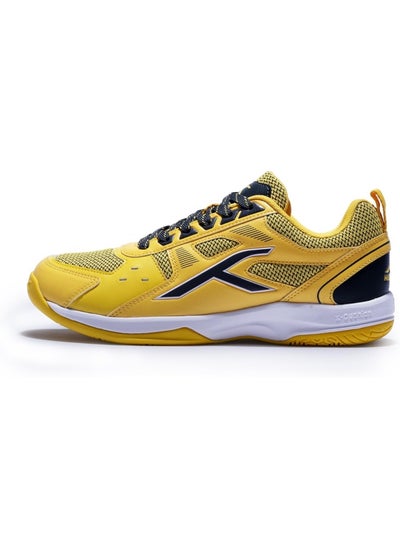 Buy HUNDRED Raze Badminton Shoes (Non Marking) | Lightweight & Durable | X-Cushion, Active Grip Sole, Toe Assist(Yellow/Dk Grey , 10 UK) in UAE