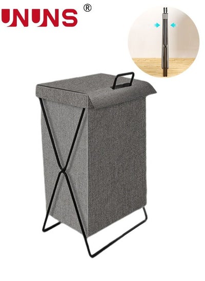 اشتري Large Collapsible Laundry Basket Hamper with Handles and Lid, Heavy-Duty Frame Clothes Hampers X-Shaped Laundry Hamper Laundry Bag for Laundry, Bedroom, Dorm, Towels في السعودية