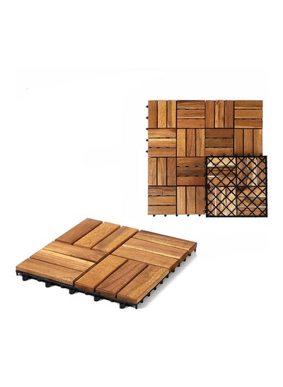 Buy Hometaste Wooden Floor Decking Tiles Timberlock Interlocking Wood Tiles Floor Tiles Balcony Flooring Tiles Home Floor Tiles Diy Tiles Garden Tiles (Pack_ (2 Pieces)) in UAE