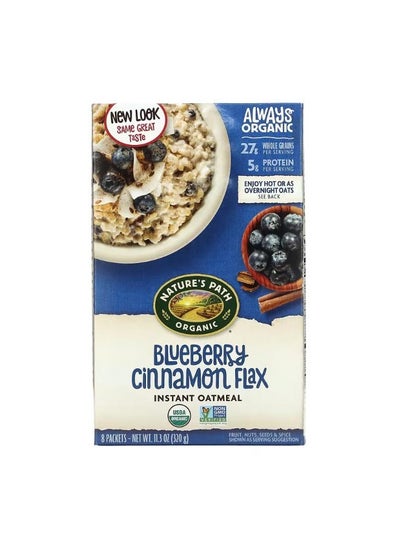 Buy Organic Instant Oatmeal Blueberry Cinnamon Flax 8 Packets 11.3 oz 320 g in UAE