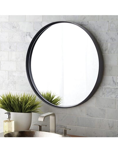 Buy Large Bathroom Mirror Modern Metal Frame Wall Mounted Circle Mirror for Bedroom Living Room Entryway 60x60cm in Saudi Arabia