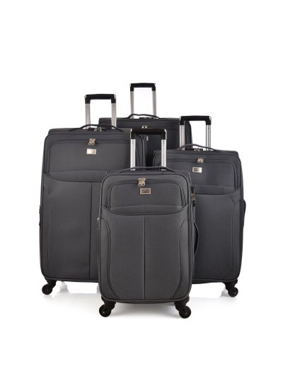 Buy New Travel Luggage Fabric Trolley 4 Piece Set Size 20/24/28/32 Inch 9932/4P Grey in Saudi Arabia