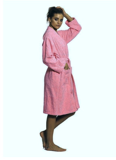 اشتري Pink Colour Hotel-Style Terry  Bathrobe Large Size في الامارات