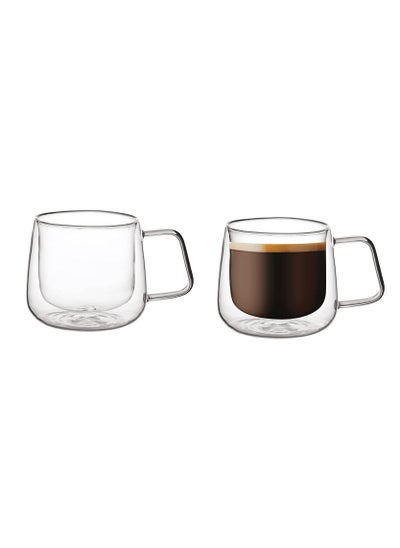 Buy Double Wall Glass Tumbler Tea Coffee Cups 300ML Set of 2Pcs -DH835 in UAE