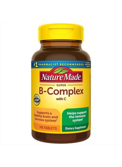 اشتري Super B Complex with Vitamin C and Folic Acid, Dietary Supplement for Immune Support, 140 Tablets, 140 Day Supply في الامارات