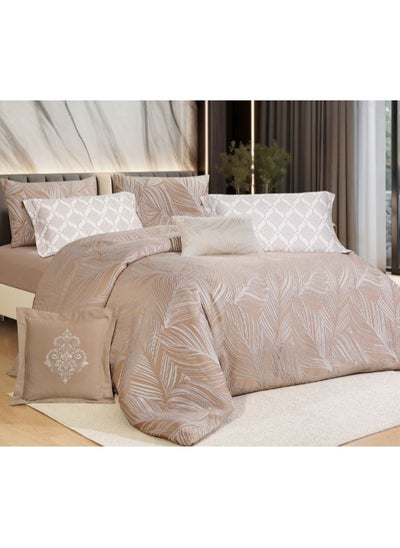 Buy Hours comforter set with soft, silky jacquard fabric and a modern and distinctive pattern that satisfies all tastes 8 pieces king size in Saudi Arabia