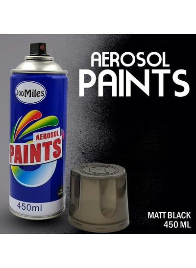 Buy Spray Paint Bottle AER0SOL Paints 450ml Mat Black in Saudi Arabia