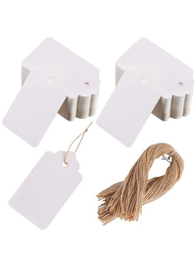 Buy Paper Tags Gift Hang Tags With String 200Pcs White in Saudi Arabia