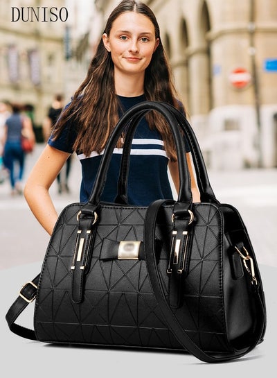 اشتري Women's Vintage Tote Bag Handbags with Large Capacity Faux Leather Shoulder Bag Ladies Fashion Designer Satchel Crossbody Bag with Detachable Strap for Ladies في الامارات