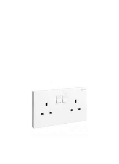 Buy Legrand 13A Switch Socket 2Gang Galion White in UAE