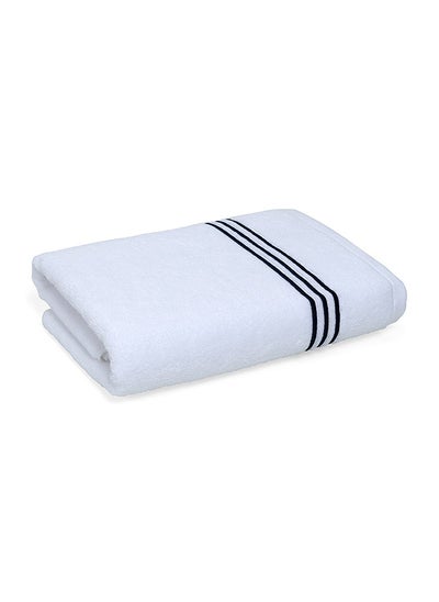 اشتري Hotel Embroidery Bath Towel, White & Navy - 500 GSM, 140x70 cm في الامارات