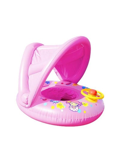 Buy Baby Swimming Ring Inflatable Sunscreen Baby Swim Ring Inflatable Baby Swimming Aid Float Children s Swimming Ring with Steering Wheel and Awning in Saudi Arabia