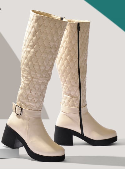 Buy Knee High LB-21 Leather - Beige in Egypt