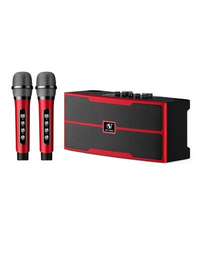 Buy YS201 Outdoor Family KTV Stereo Big Sound 20Watt Speaker Set Dual BT Speaker With 2 Wireless Microphones in UAE