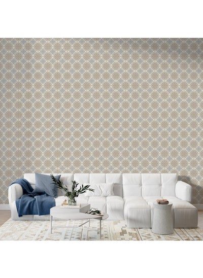 Buy Textile Geometric Brown And Gray With A Beautiful Pattern Fabric Wallpaper Covers An Area ​​Up To 4.2Mx3M With Adhesive And Smoothing Tool in Egypt