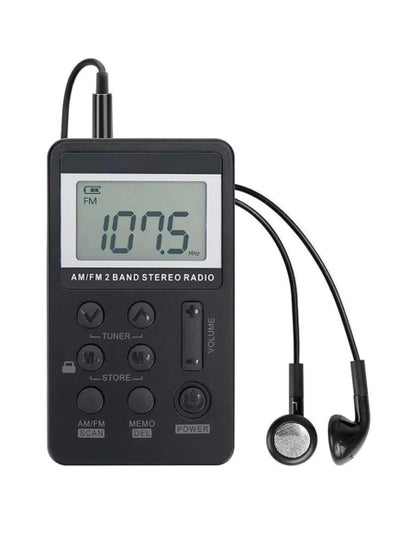 اشتري Portable Radio FM/AM Digital Portable Mini Receiver With Rechargeable Battery& Earphone Radio في السعودية