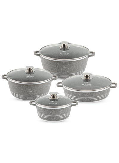 اشتري 8-Piece Granite Cookware Set Kitchen Pots and Pans Set Includes Stock Pots and Low Pot Non Stick Cookware Sets Healthy 100% PFOA & PFAS Free في الامارات