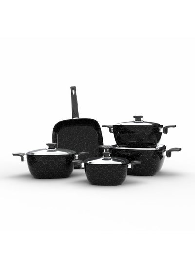 اشتري Top Chef Granite Set Of 9 Squares (Pot 28/24/20/18/Frying Pan 26) Black في مصر