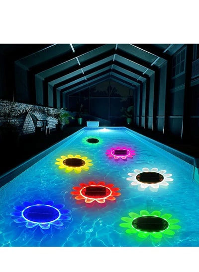 Buy Floating Pool Lights Solar Outdoor Sunflower Lights 2 Lights  1 Control IP68 Waterproof Floating Lighting Amphibious Waterproof Floating Pond LED Night Lamps for Garden Pool Pond Backyard Decor in UAE