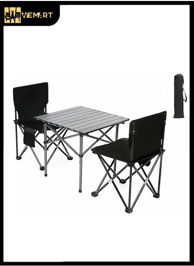 Buy Camping Portable Folding Table and 2-Piece Chair Set, Outdoor Folding Picnic Table Folding Picnic Side Table and Chairs with Portable Storage in Saudi Arabia