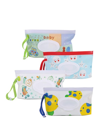 Buy 4 Pack Baby Wipes Container Reusable Portable Wet Wipe PouchWipe Dispenser Container Baby Travel Wet Wipe Holder in Saudi Arabia