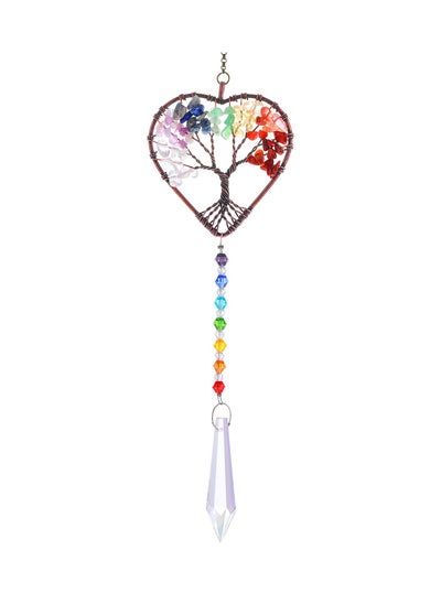 Buy Heart Shaped Sun Catcher, Crystal Tree of Life Suncatchers Hanging Ornament Chakra Stones Window Crystal Ball Prism Pendant Garden Home Car Decor in UAE