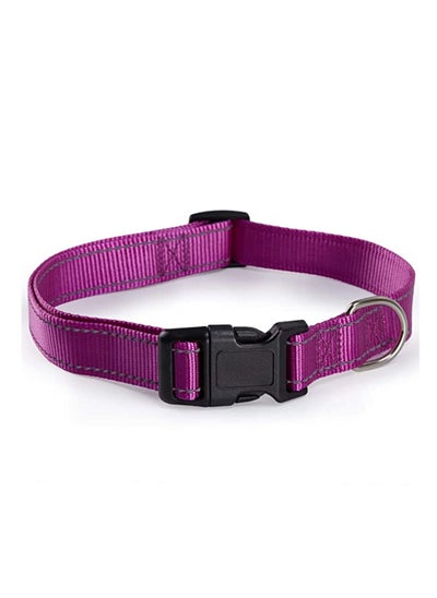 اشتري Reflective Dog Collar with Safety Locking Buckle Adjustable Safety Nylon Pet Collars with Quick Release Buckle for Small Medium and Large Dogs (Purple S) في الامارات