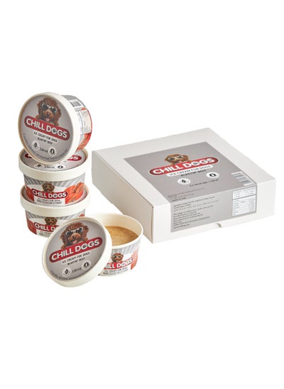 Buy Chill Dogs. Ice Cream for Dogs Blastin' Beef Box 4 Cups x 130ml in UAE