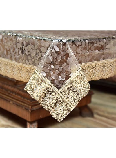 Buy Transparent 3D Design Center Table Cover 4 Seater 40*60 Inches Golden Lace in Saudi Arabia