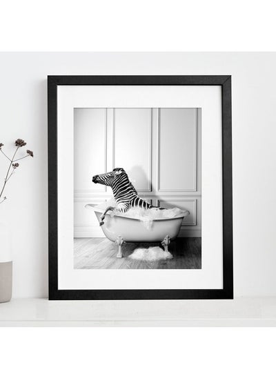 اشتري Zebra In Tub Bathroom Poster With Frame 30x40 cm في الامارات