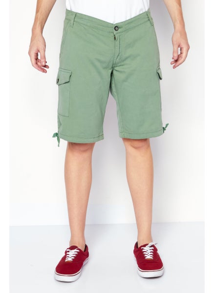 Buy Men  Slim Fit  10 Inseam Plain Basic Short, Green in Saudi Arabia