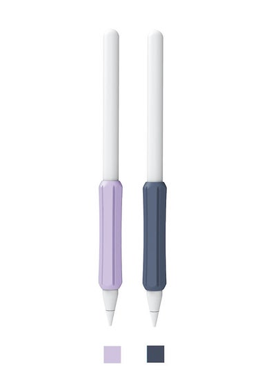 اشتري Silicone Grip Holder (2 Pack) for Apple Pencil 2nd Gen /1st Anti-Slip Skin Sleeve Case Compatible with Magnetic Charging and Double Tap(Black & Purple) في الامارات