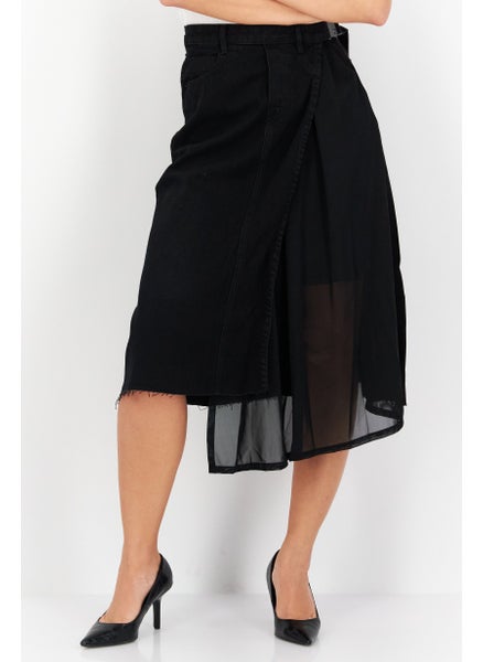 اشتري Women Solid A-Line Skirt, Black في الامارات