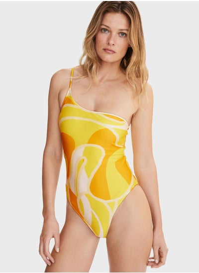 Buy One Shoulder Printed Swimsuit in UAE