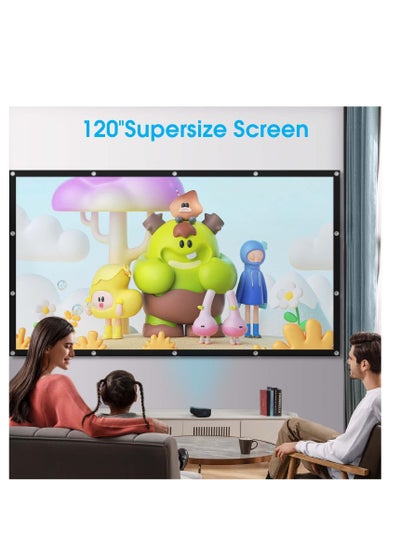 Buy Projector Screen, 120 inch Outdoor Projector Screen, 16:9 Foldable Anti-Crease Portable Projection Movies Screens, Double Sided Washable, for Home Theater, Camping Party, Office in UAE